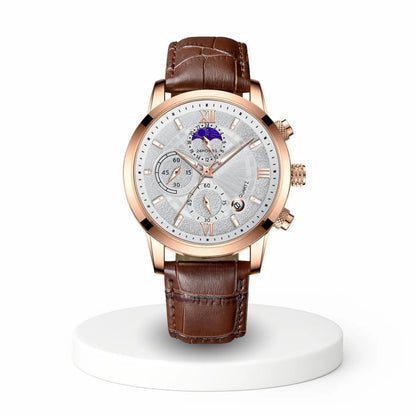 Etienne Beaumont luxury watch – black case with leather strap
