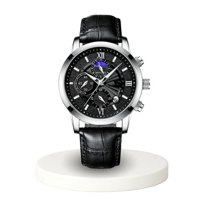 Etienne Beaumont luxury watch – black case with leather strap
